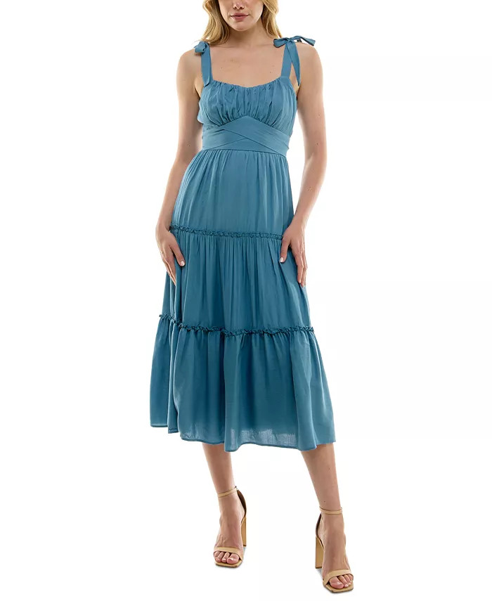 Women's Tied Ruffle Fit & Flare Midi Dress | Macy's