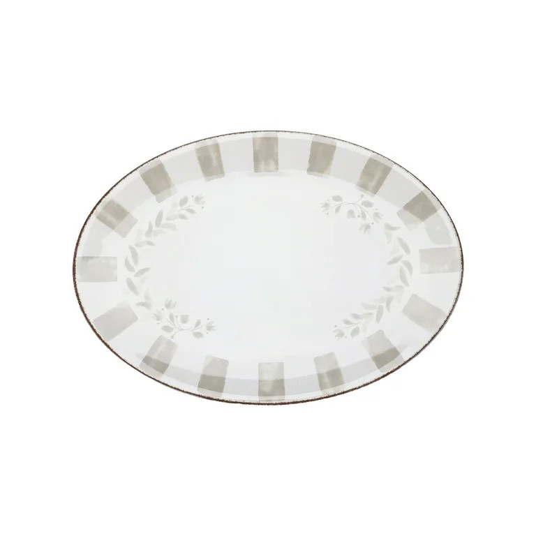 Better Homes & Gardens 18-inch Oval Bamboo Melamine Serving Tray, Grey | Walmart (US)