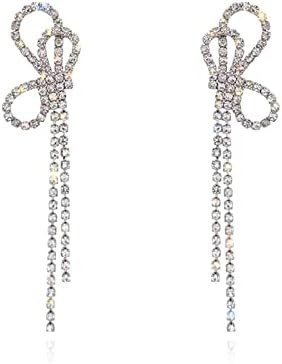 Luxval Rhinestones Earrings for Women silver rhinestone earrings Sparkly Long Linear Dangle Earri... | Amazon (US)