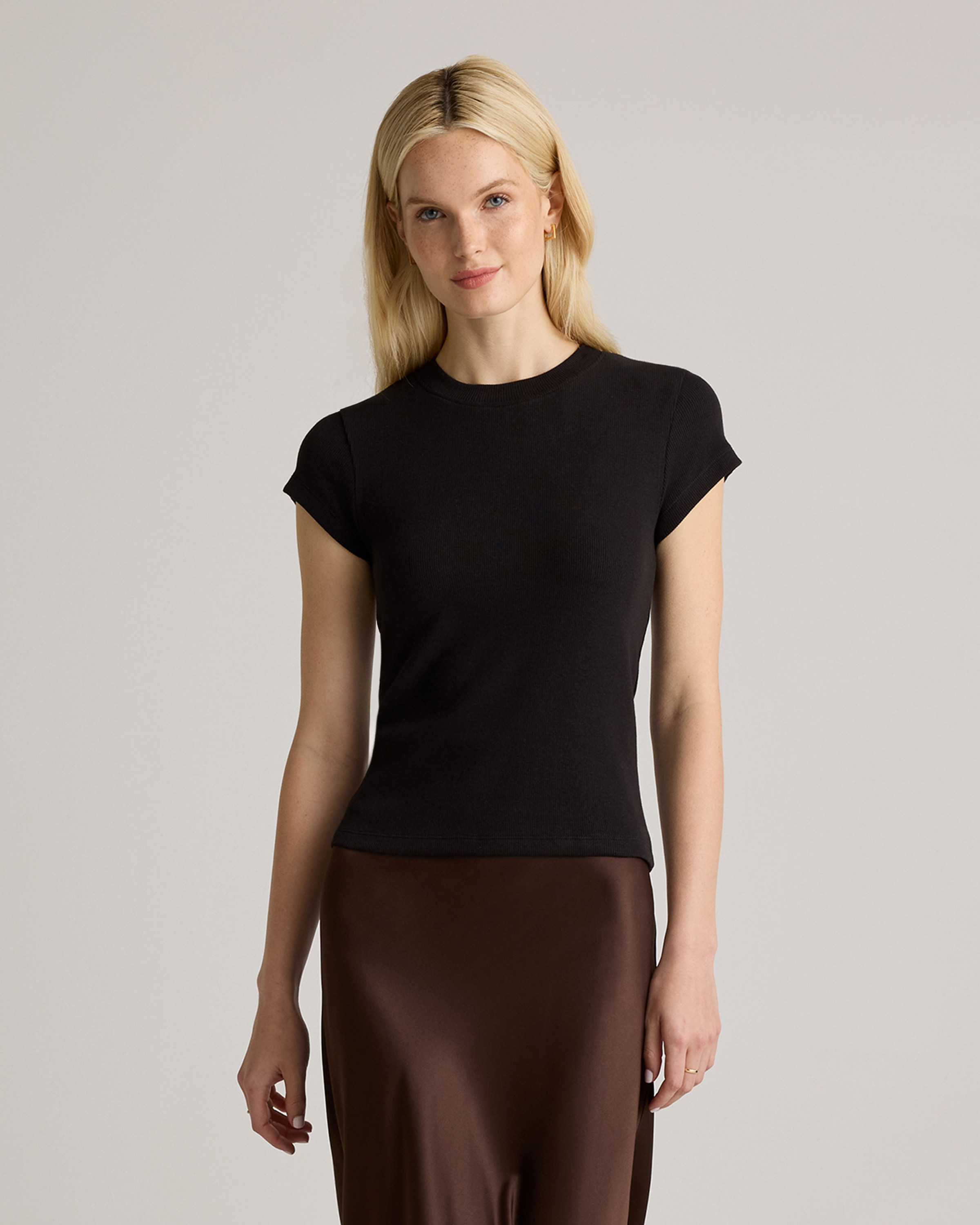 Quince | Women's Micro-Rib Crewneck T-Shirt in White, Size XS, Organic Cotton | Quince