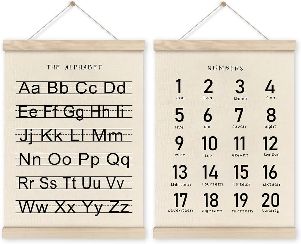 HRQKO Alphabet Numbers Poster Hanger Frame Set of 2, Nursery Wall Decor, Black ABC Poster Wall Ar... | Amazon (US)