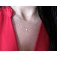 Diamond Necklace / Dainty Solitaire Necklace 14k White Gold / Diamond Bezel Necklace / Gold Diamond Solitaire Necklace / Floating Diamond | Etsy (US)