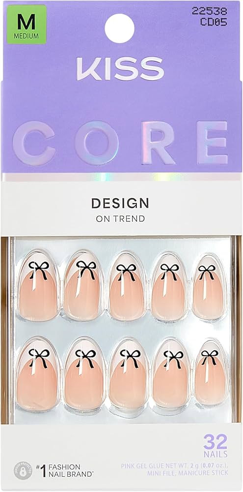 KISS CORE, Press On Nails, Nail glue included, 'Our Moment', Beige, Medium Size, Almond Shape, In... | Amazon (US)
