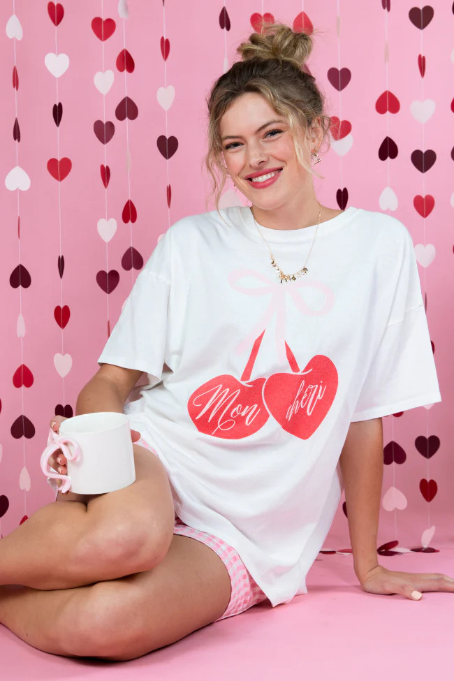 Mon Cheri Hyfve Off White Oversized Graphic Tee | Pink Lily