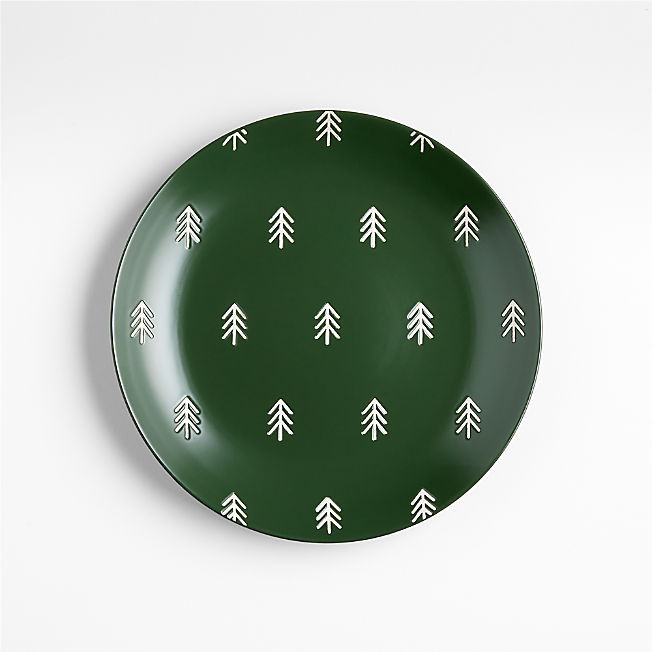 Evergreen Forest Holiday Salad Plate + Reviews | Crate & Barrel | Crate & Barrel