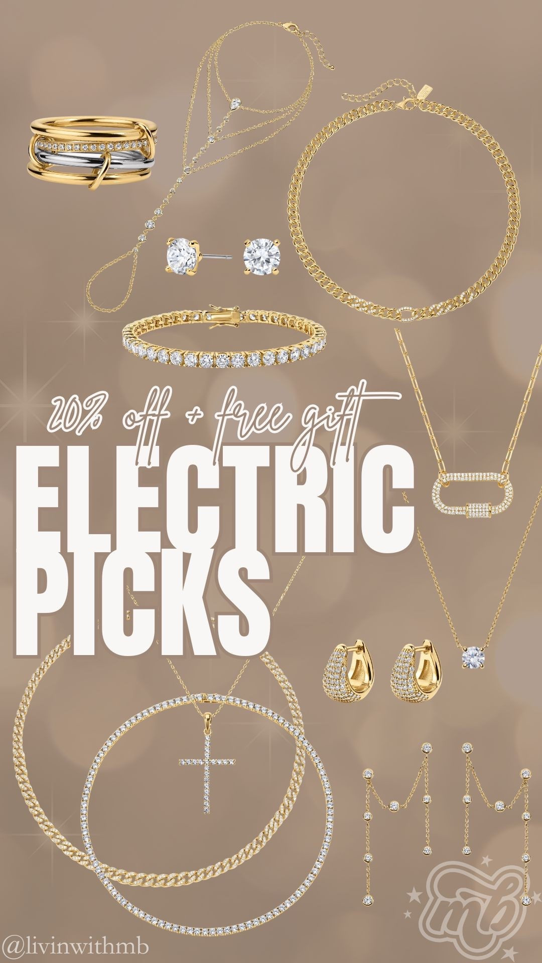 THE MB BIRTHDAY BUNDLE WITH @electricpicks 😍🤩 USE CODE: MB20 for 20% off your purchase plus a free diamond pendant necklace + 6mm diamond stud earrings!!!! NEXT 48 HOURS ONLY!!! 
#electricpickspartner

#LTKootd #LTKSaleAlert #LTKOver40
