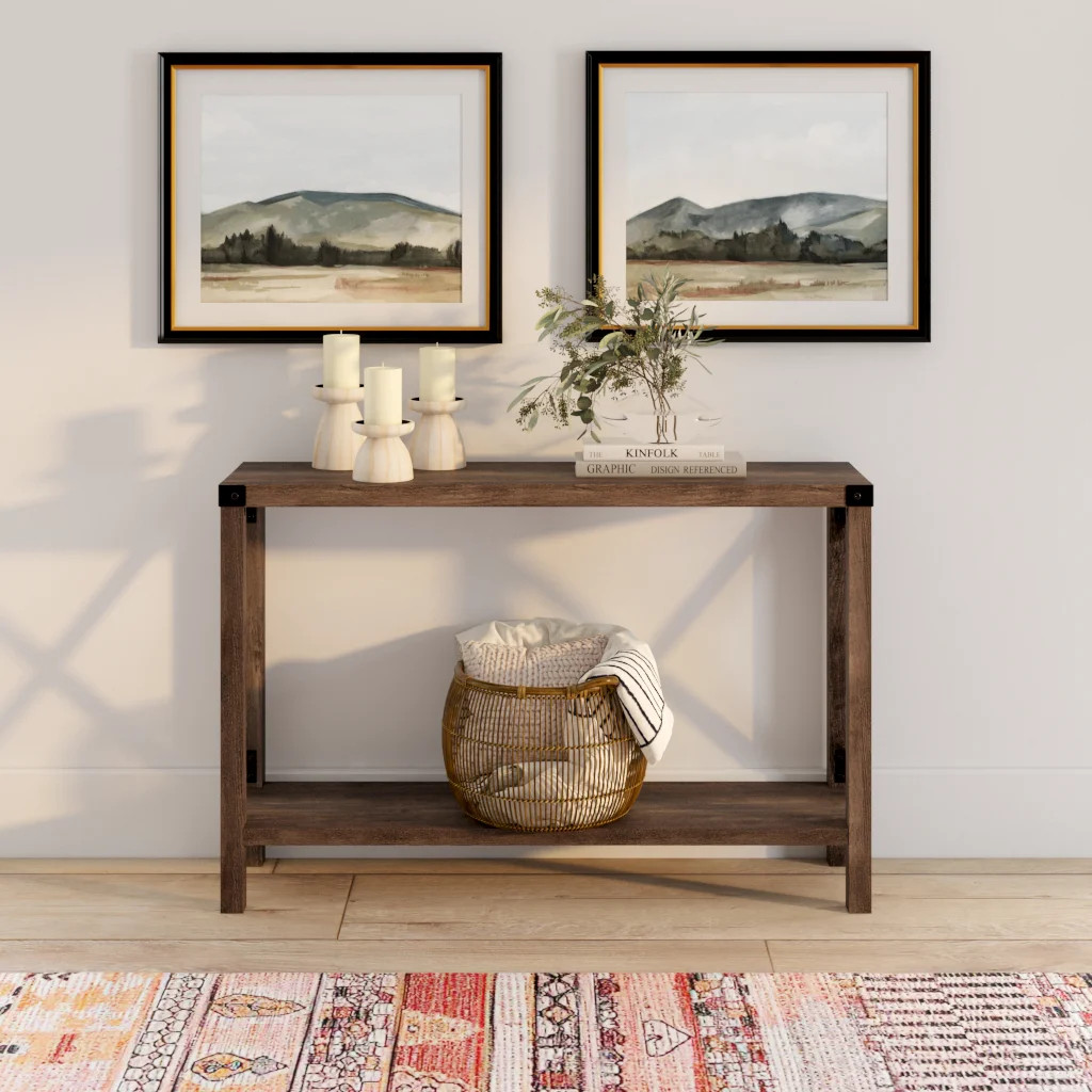 Woven Paths Magnolia Metal X Console Table, Reclaimed Barnwood | Walmart (US)