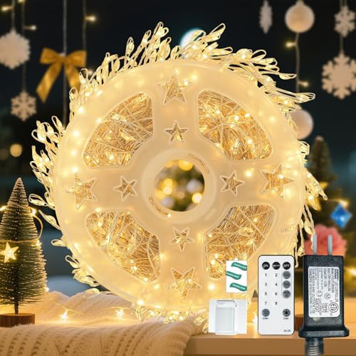 Fairy Lights Plug in 500 Led Small Warm String Fairy Lights with Remote Timer 42Ft Waterproof Long Fairy Twinkle Light for Bedroom Wedding Christmas Tree Garland Wreath Decor Silver Wire | Amazon (US)