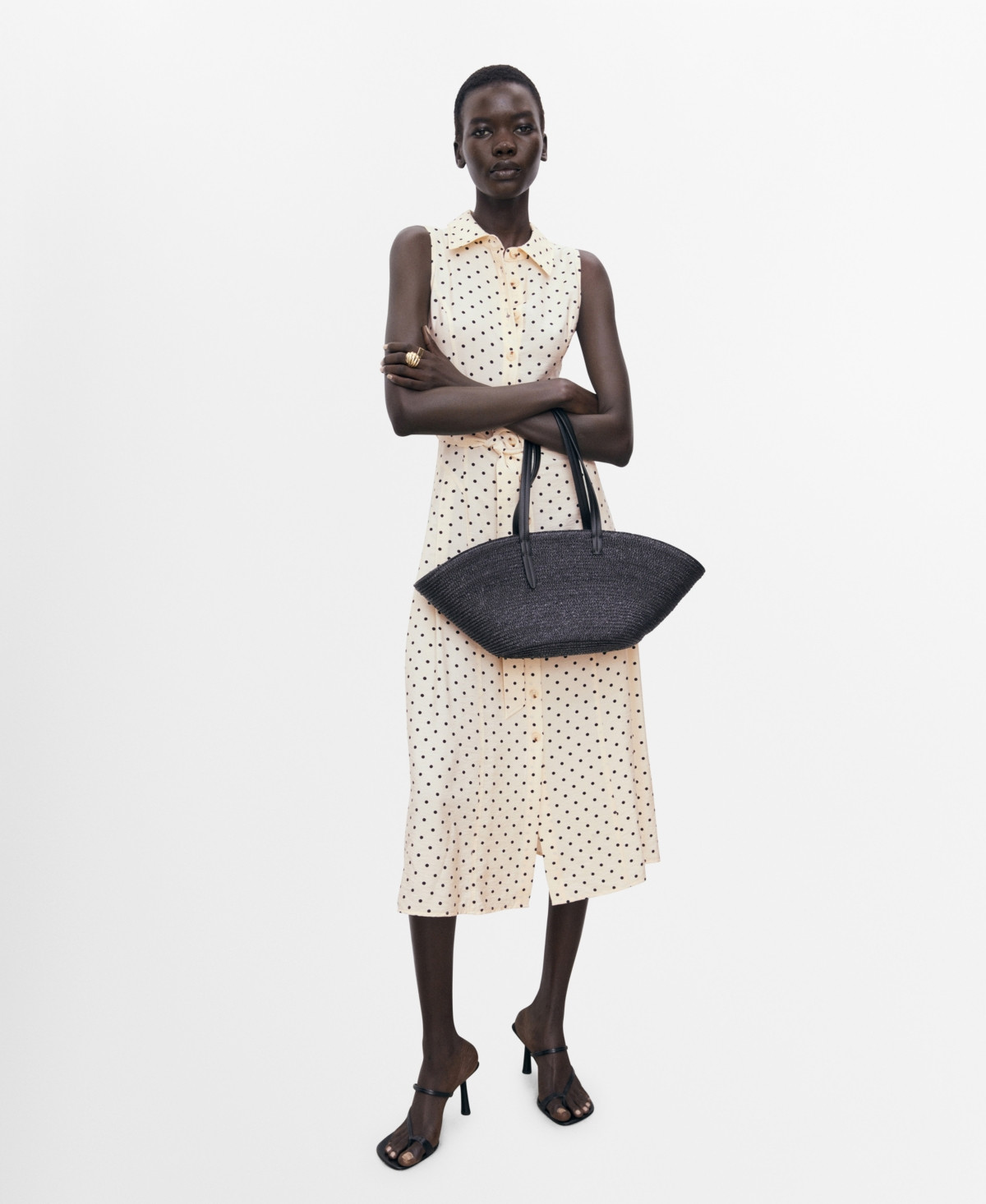 Mango Women's Polka Dot Shirt Dress - Ecru | Macy's