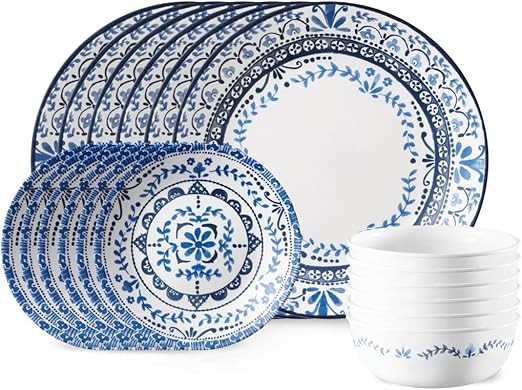 Corelle Vitrelle 18-Piece Service for 6 Dinnerware Set, Triple Layer Glass and Chip Resistant, Li... | Amazon (US)