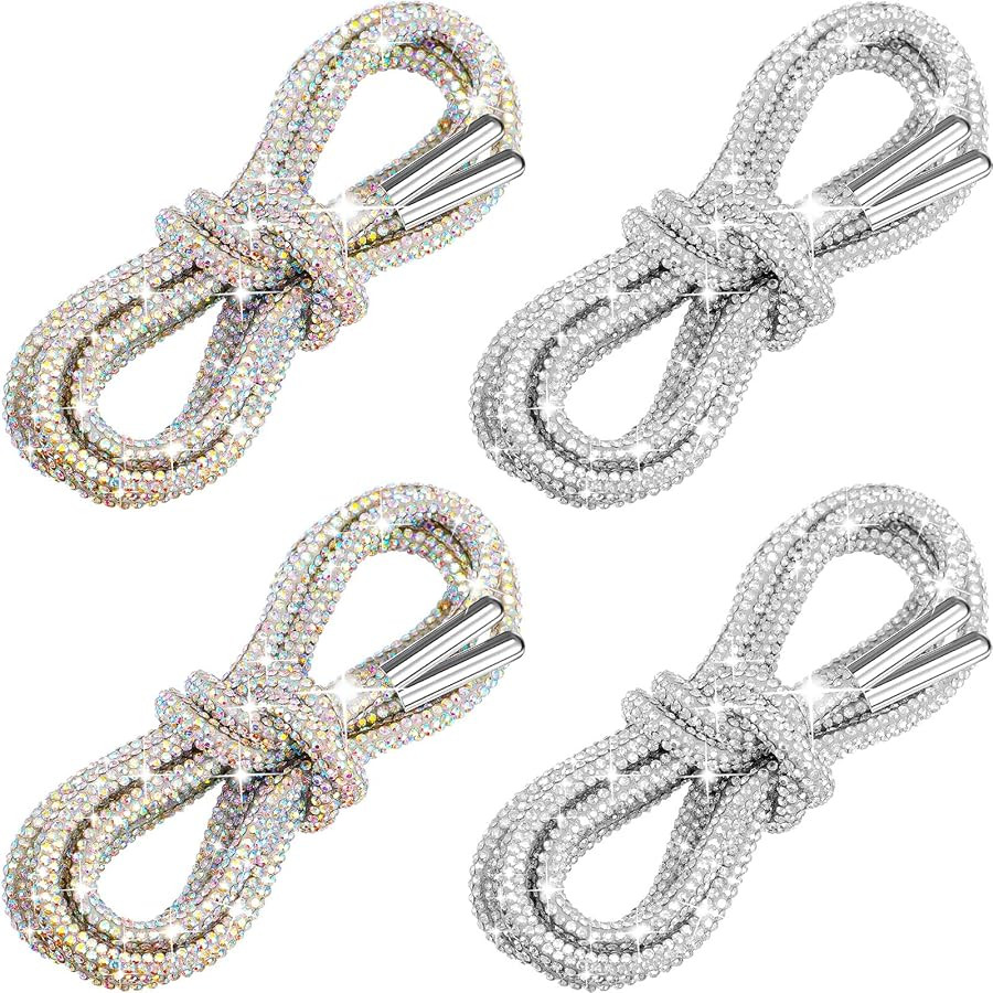 4 Piece Rhinestone Shoe Laces Crystal Glitter Rope Bling Hoodie String Rhinestone Glitter Rope fo... | Amazon (US)