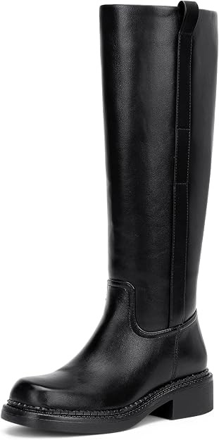 Women's Knee High Boots Square Toe Chunky Low Heel Side Zipper | Cute tall riding boots, comfy bl... | Amazon (US)