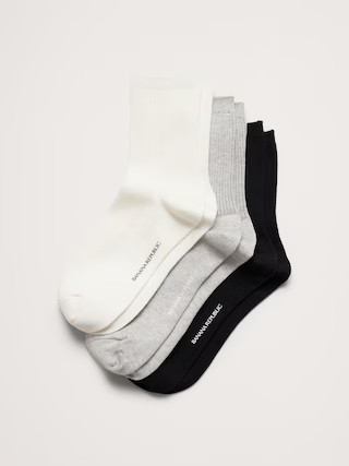 Silk-Cotton Blend Crew Sock 3-Pack | Banana Republic (US)