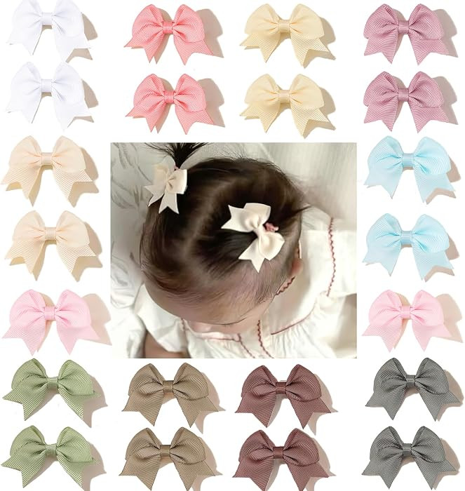 22 Pack Mini Bows for Baby Girls Tiny Hair Clips for Infants Toddlers | Amazon (US)