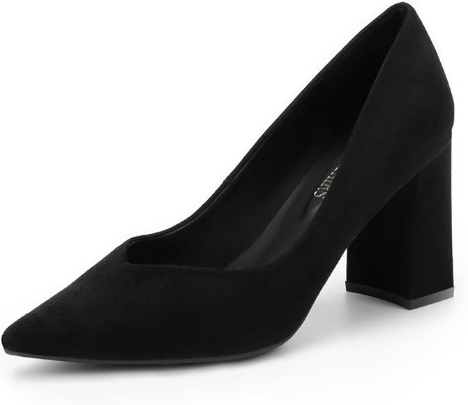 DREAM PAIRS Women’s High Chunky Closed Toe Block Heels Pointed Toe Wedding Party Elegant Slip O... | Amazon (US)
