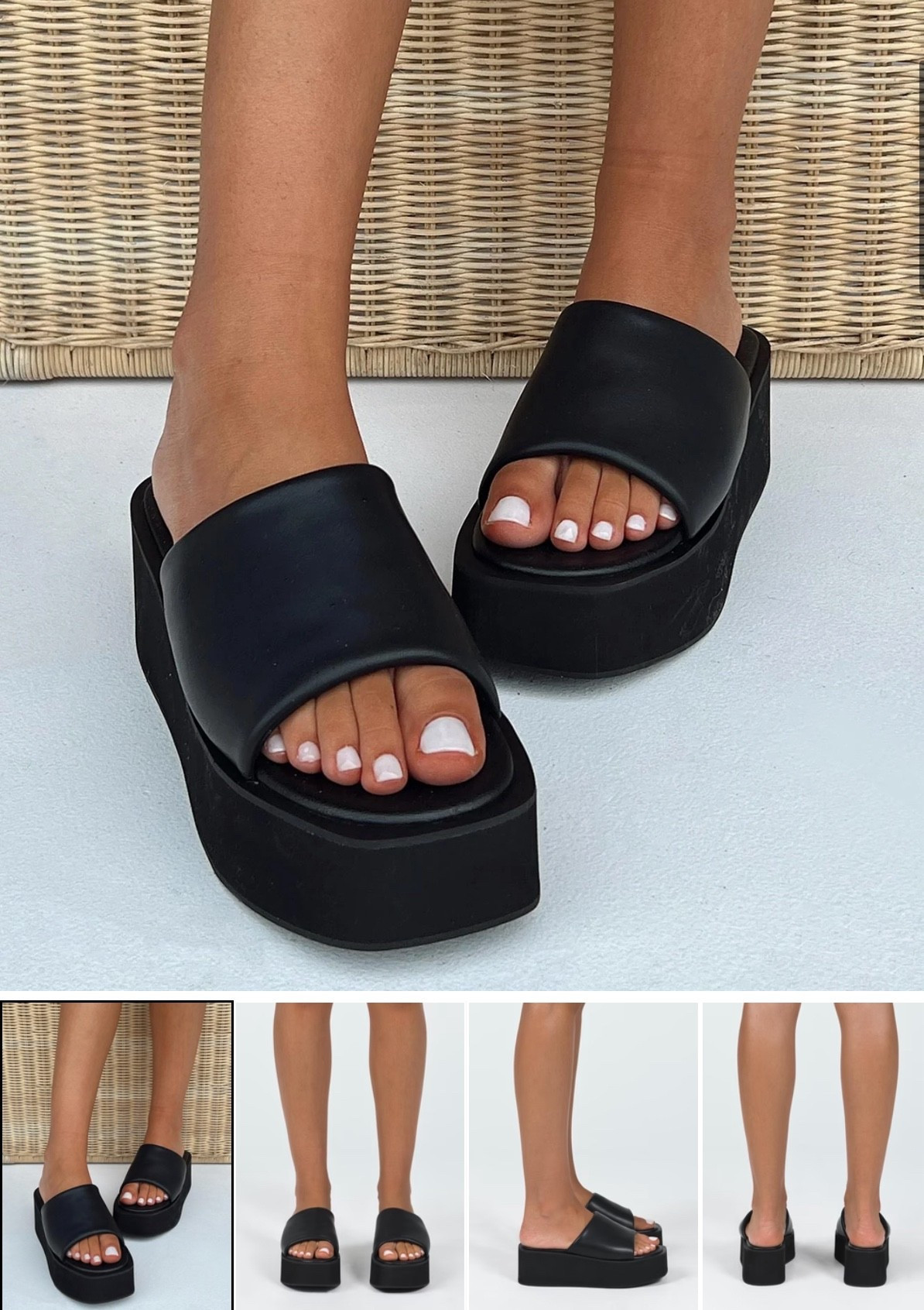 I hate wearing heels so these platform slides are perfect… I always find myself grabbing them when I want to dress up a bit more but still be comfortable ✔️