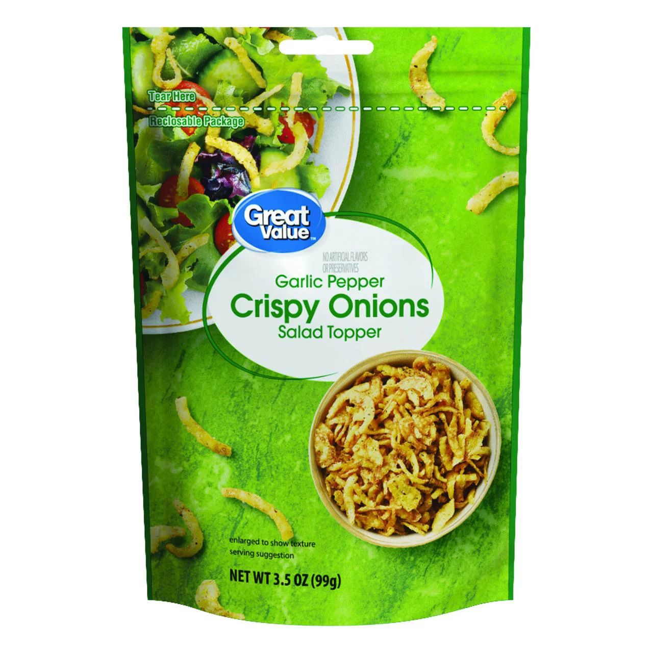 Great Value Garlic Pepper Crispy Onions Salad Topper, 3.5 oz - Walmart.com | Walmart (US)