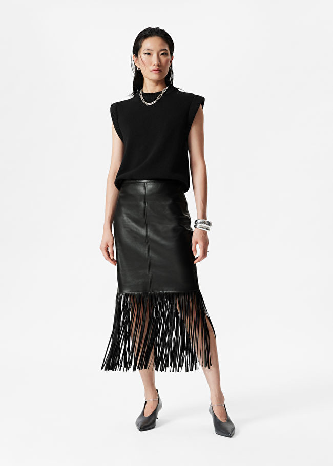Fringed Leather Midi Skirt | & Other Stories (EU + UK)