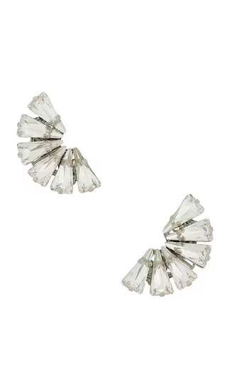 Omega Clasp Fan-shaped Detail Stud in Crystal & Silver | Revolve Clothing (Global)