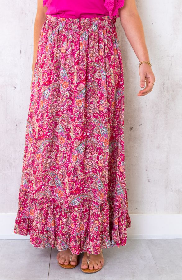 Paisley Maxi Rok Fuchsia | Themusthaves.nl | The Musthaves (NL)