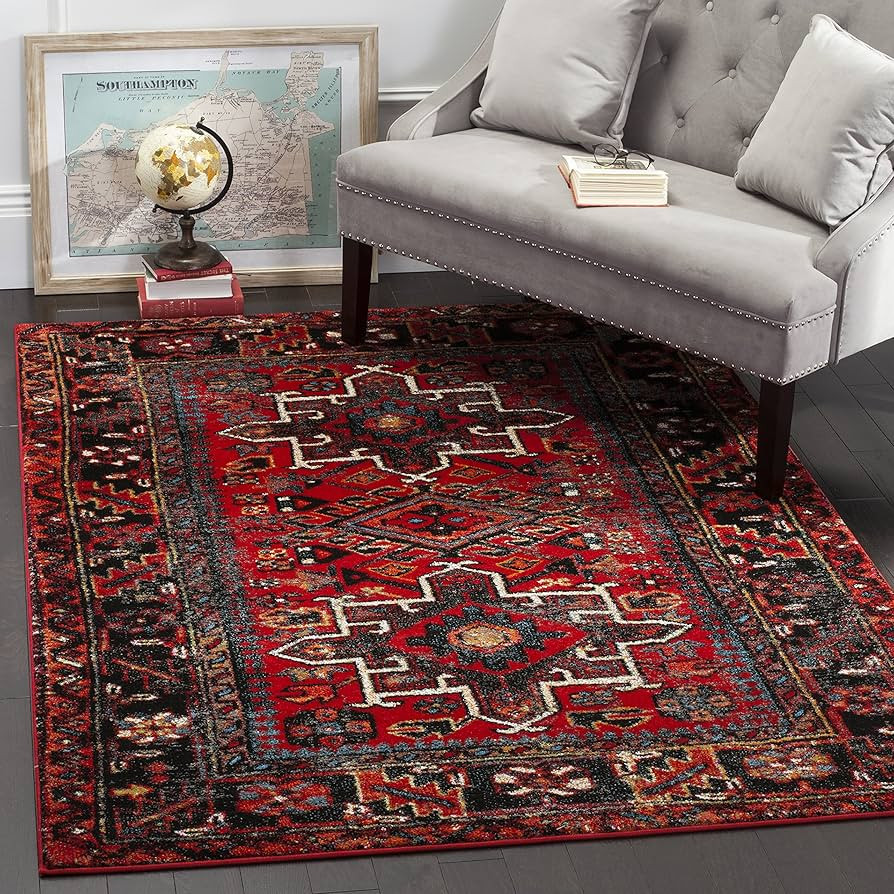 SAFAVIEH Vintage Hamadan Collection Area Rug - 5'3" x 7'6", Red & Multi, Oriental Traditional Per... | Amazon (US)