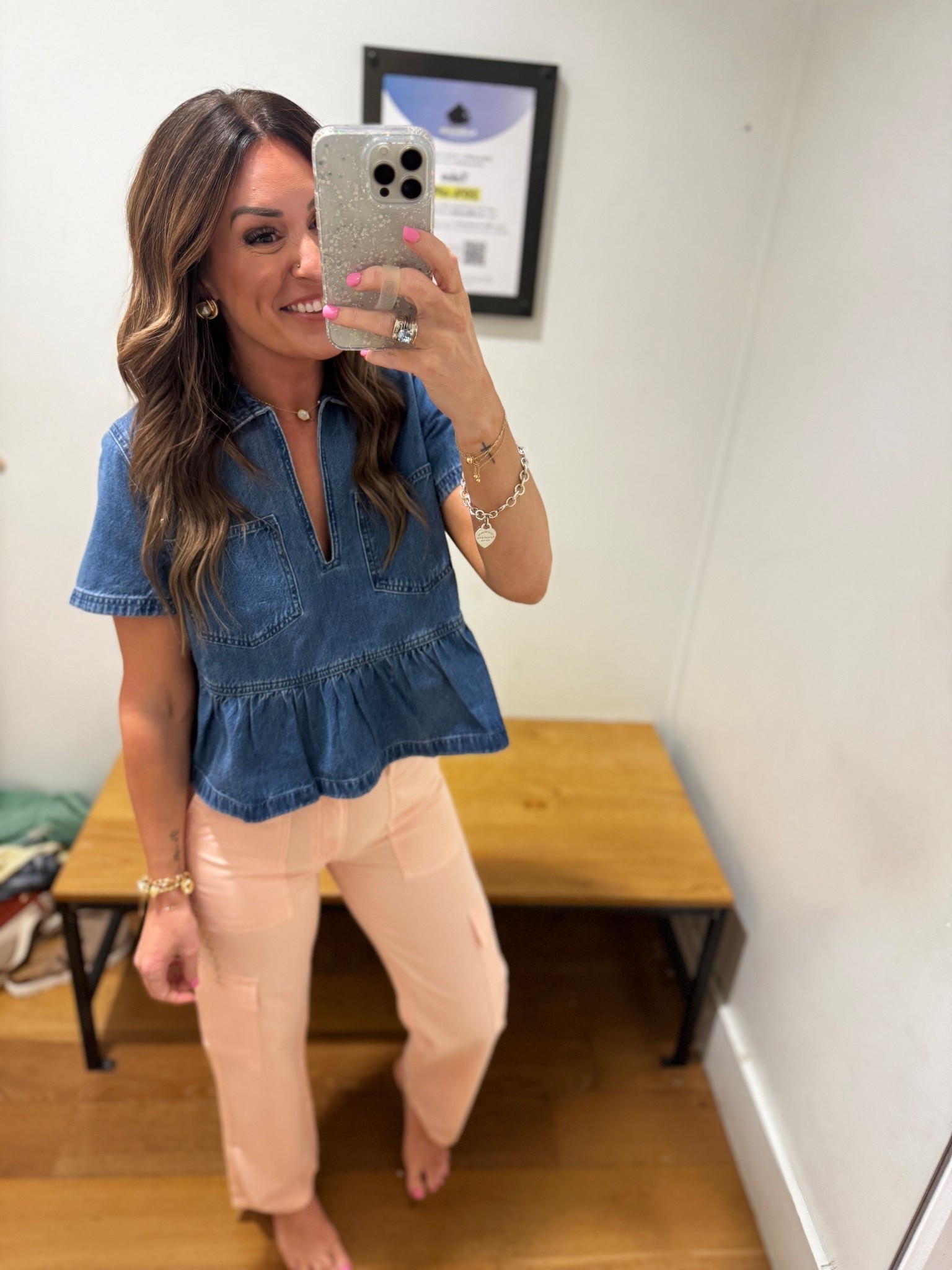Wearing a small in this AE Denim top, but ended up going with the XS as the small ran a bit wide but how precious! The pink pants pictured here are not online yet but I linked some similar options (I have both of the ones linked and love). 

I’m 5”6, usually wear a 0-2, XS/S, 32D, 140lbs. 

#LTKootd #LTKdayinmylife #LTKgrwm
