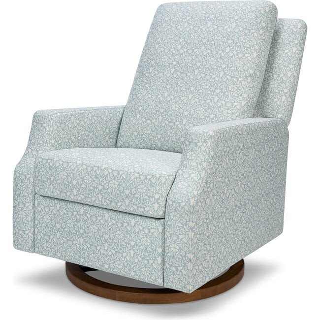 Namesake | Crewe Recliner and Swivel Glider, Bellflowers in Powdered Blue | Maisonette | Maisonette