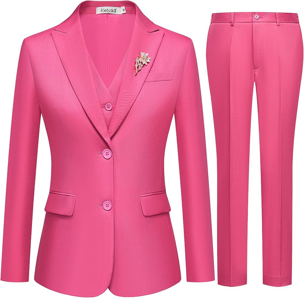 Women's 3 Pieces Suit Lady's 2 Buttons Business Casual Office Outfits Slim Fit Blazer Jacket Vest... | Amazon (US)
