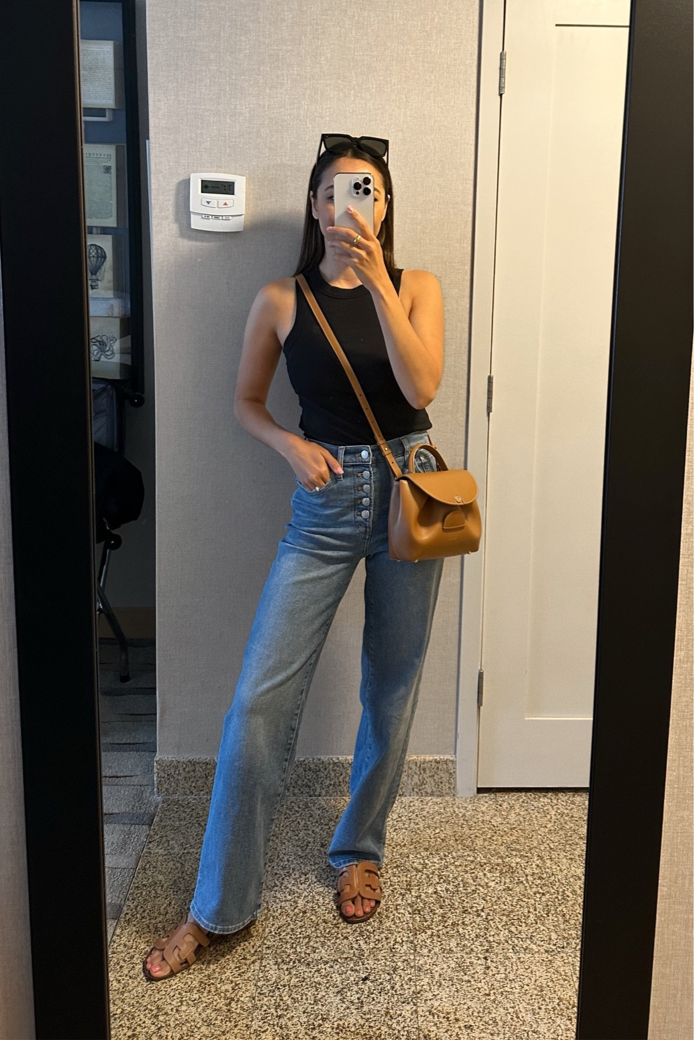 Casual ootd 

Tank xs Madewell
Wide leg jeans 23 standard, sized down 2 sizes, inseam runs short! 
Sandals
Linked similar leather totes 

#LTKstyletip #LTKunder100 #LTKSeasonal