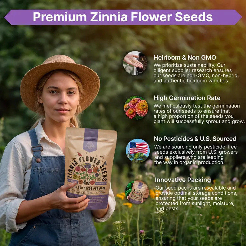 Zinnia Seeds: 15,300+ Non-GMO Heirloom Seeds - 4oz Pack | Etsy (US)