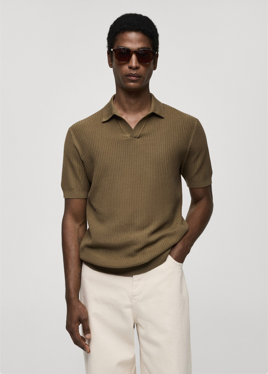 Ribbed cotton polo shirt | MANGO (US)