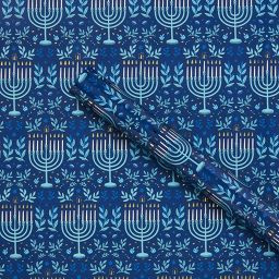 96"x30" Premium Elevated Hanukkah Menorah Gift Wrapping Paper Blue - Spritz™ | Target