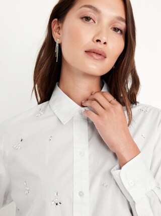 Embellished Cropped Button-Down Shirt | Old Navy (US)