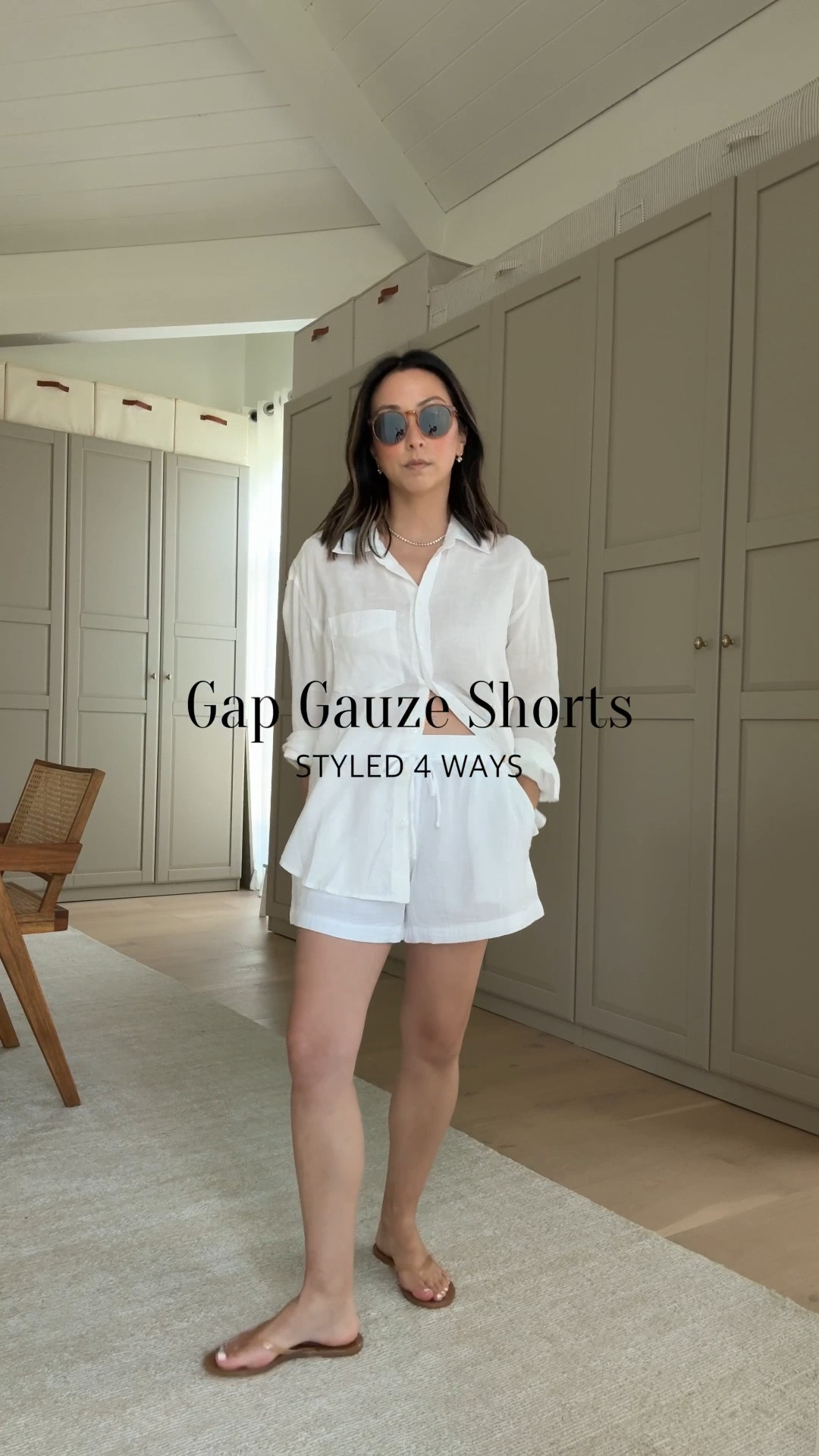 The summer shorts you'll live in. Lightweight, comfortable, so easy to style. And they’re included in Gap's Summer Sale - 50% off select shorts, tees, and swim from 6/23-7/2. @gap #howyouweargap #gappartner

Gauze shorts regular small
Linen shirt petite small
Gauze tank regular small
Poplin big shirt petite xs
Polo sweatshirt small - I could size down to xs