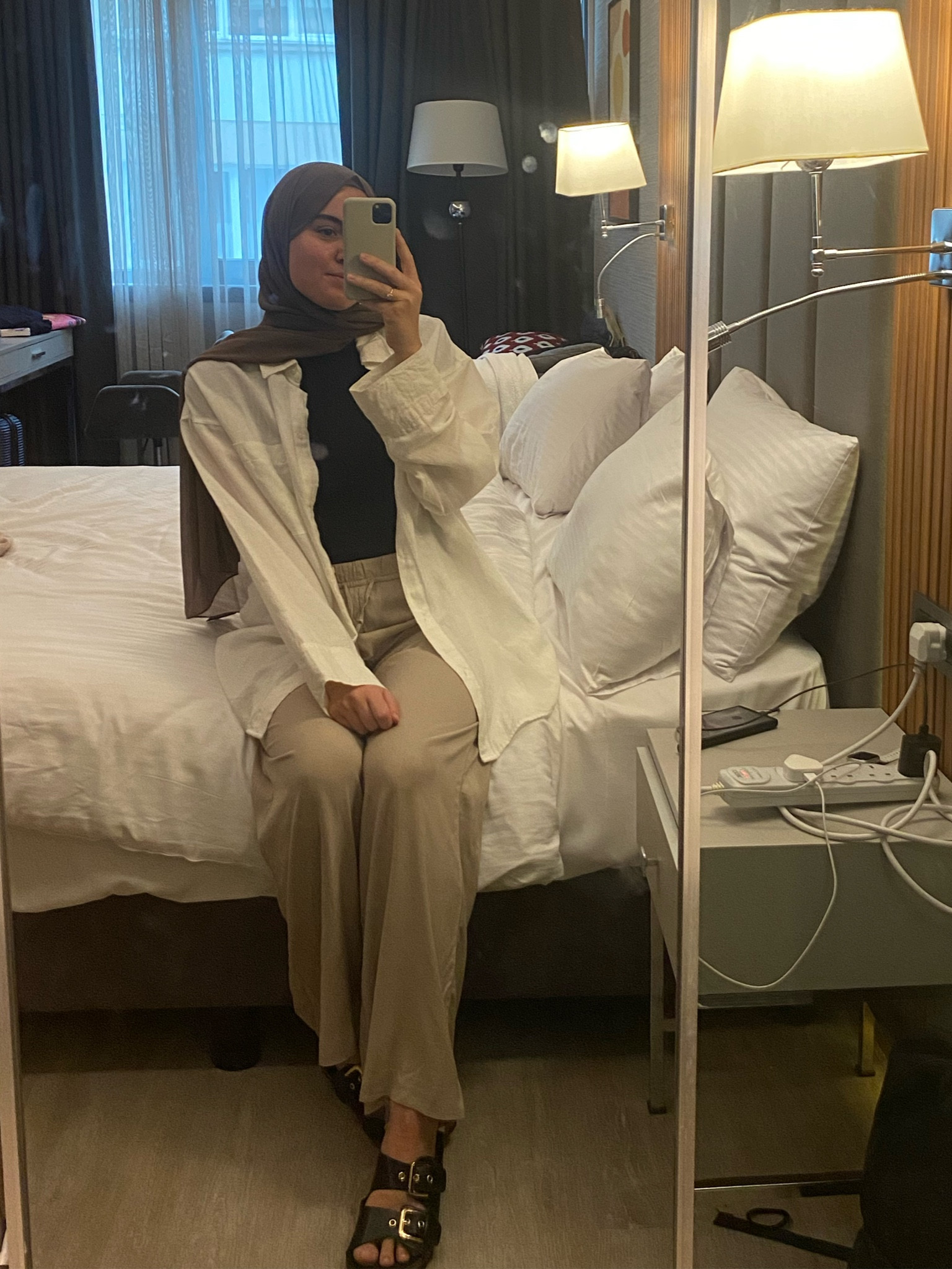 Outfit of the day 💅🏻 oversized linen shirt, skims dupe black fitted top (SO SOFT AND FITS SO NICELY!)  , wide leg trousers , black sandals 

#LTKSeasonal #LTKeurope #LTKstyletip