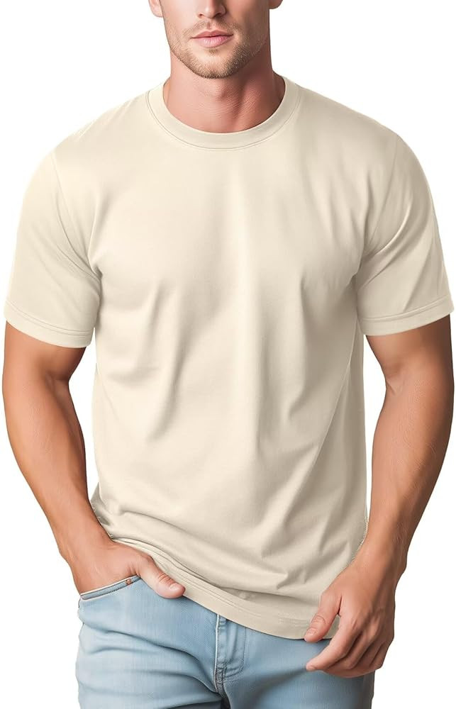 Zengjo Mens Crewneck T Shirts Relaxed Plain Soft Triblend Basic Tees | Amazon (US)