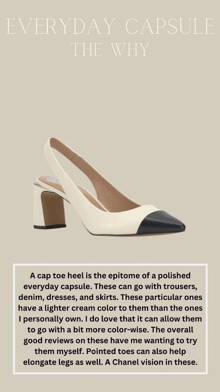 Cap toe heels from the everyday capsule 