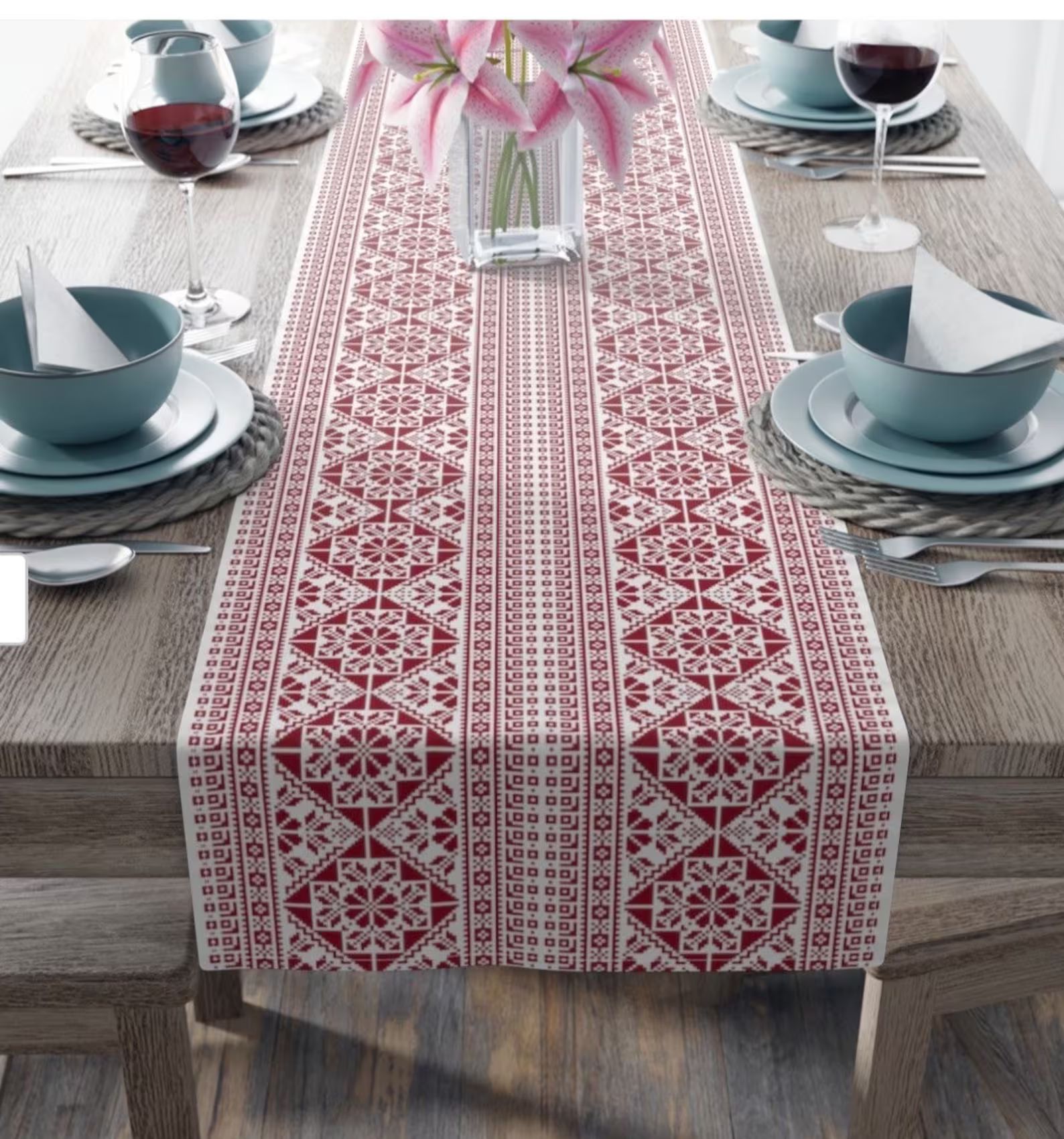 Palestinian Printed Tatreez Table Runner cotton, Poly Dinning Table Decor, Palestine Decor, Falah... | Etsy (US)