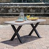Christopher Knight Home Galatian Outdoor Light Weight Concrete Dining Table with Iron Legs, White /  | Amazon (US)