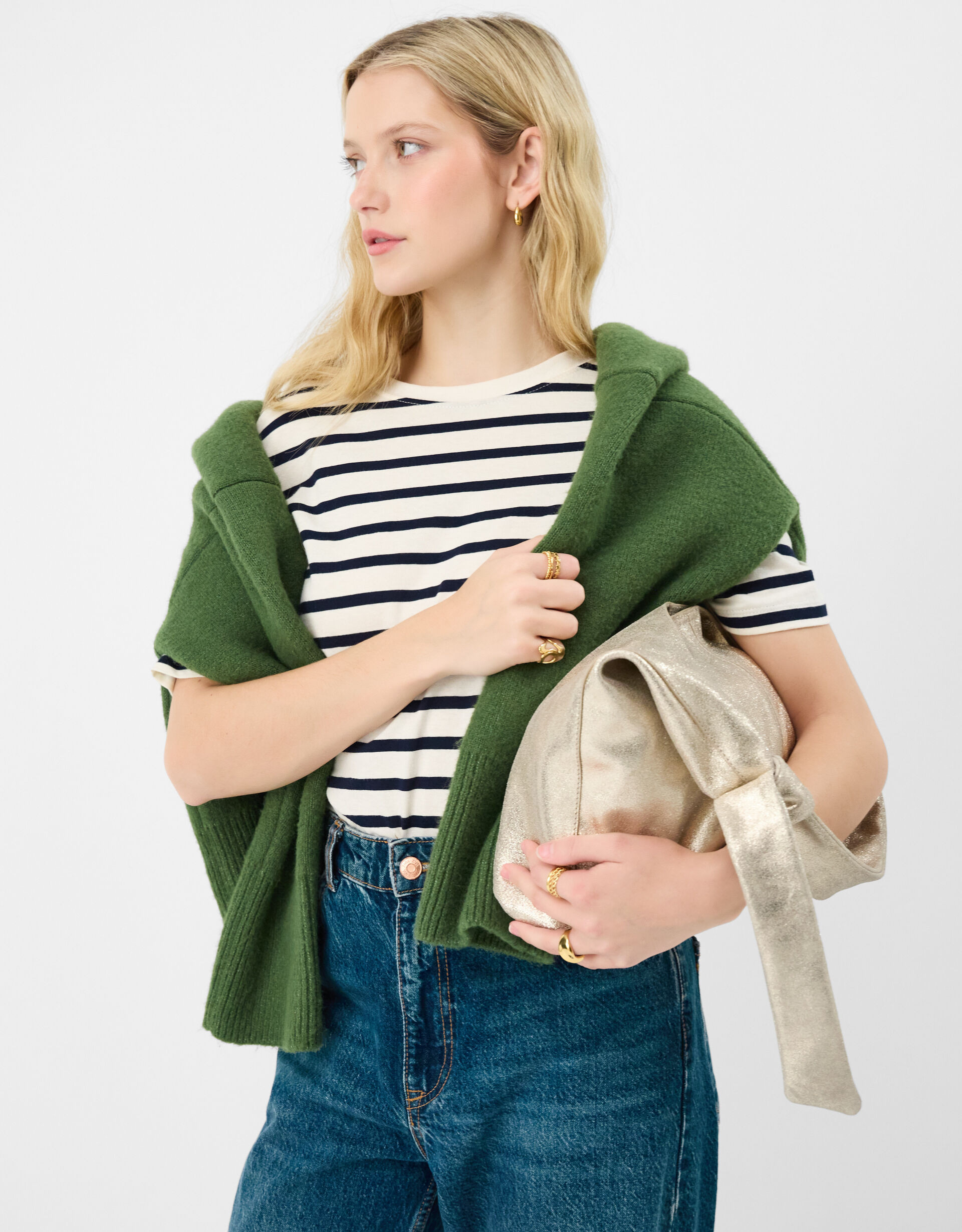 Slouchy Knot Leather Shoulder Bag Gold | Accessorize (Global)