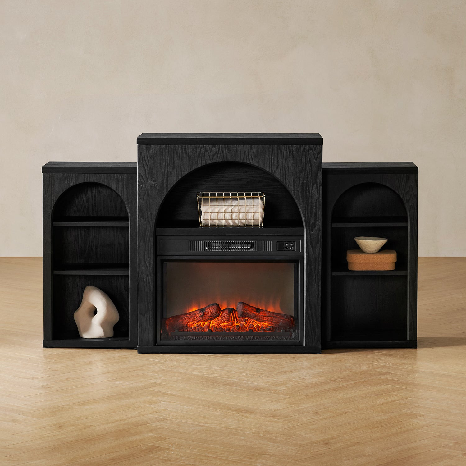 Mopio Blake Electric Fireplace Mantel TV Stand - 59 Inch TV Stand with Arched Fireplace Mantel & ... | Walmart (US)