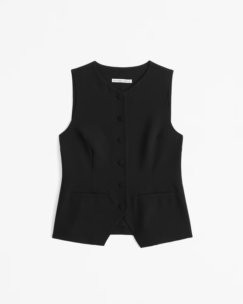 Abercrombie & Fitch Women's Long-Length Tailored Vest Set Top in Black - Size L | Abercrombie & Fitch (US)