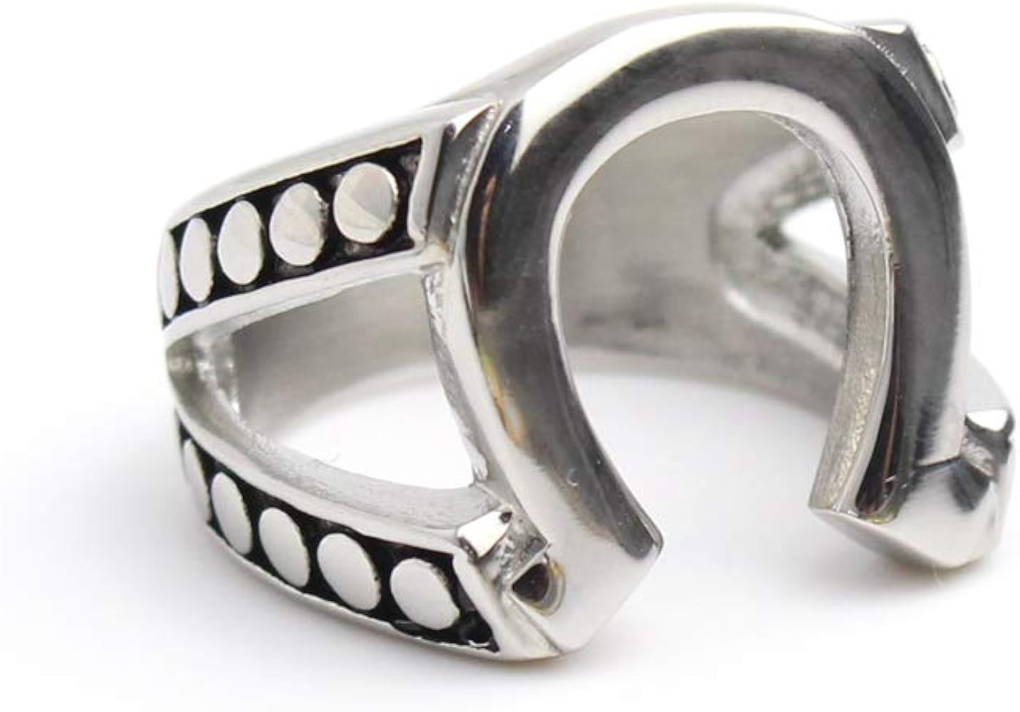 parelegzo Stainless Steel Mens Gift Jewelry Justified Horseshoe Ring Tv Props Replica US Size 7 8... | Amazon (US)