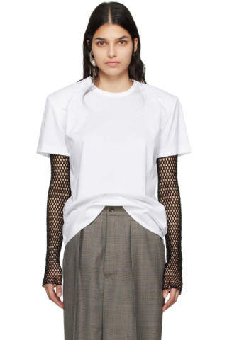 Junya Watanabe - White Shoulder Pads T-Shirt | SSENSE