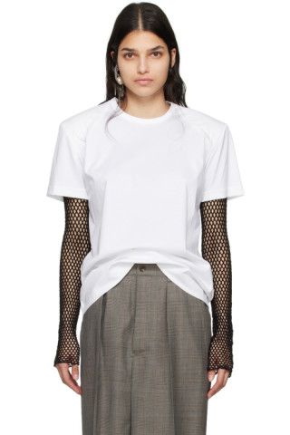 Junya Watanabe - White Shoulder Pads T-Shirt | SSENSE
