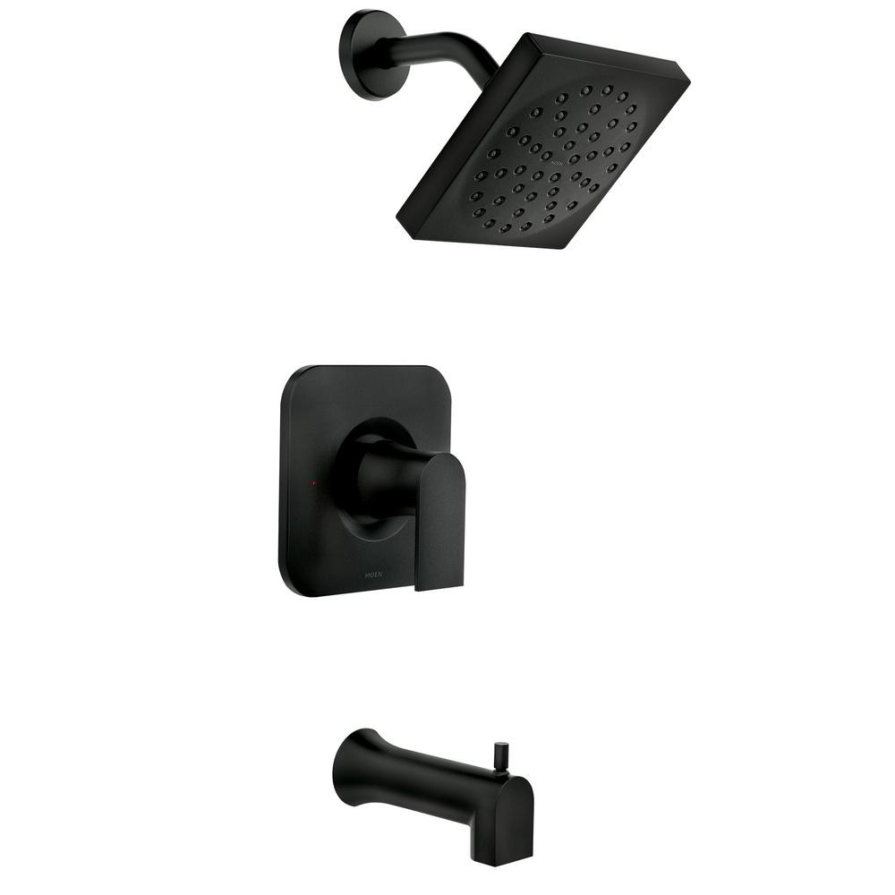 MOEN Genta Single-Handle 1-Spray Tub and Shower Faucet in Matte Black (Valve Included) | The Home Depot