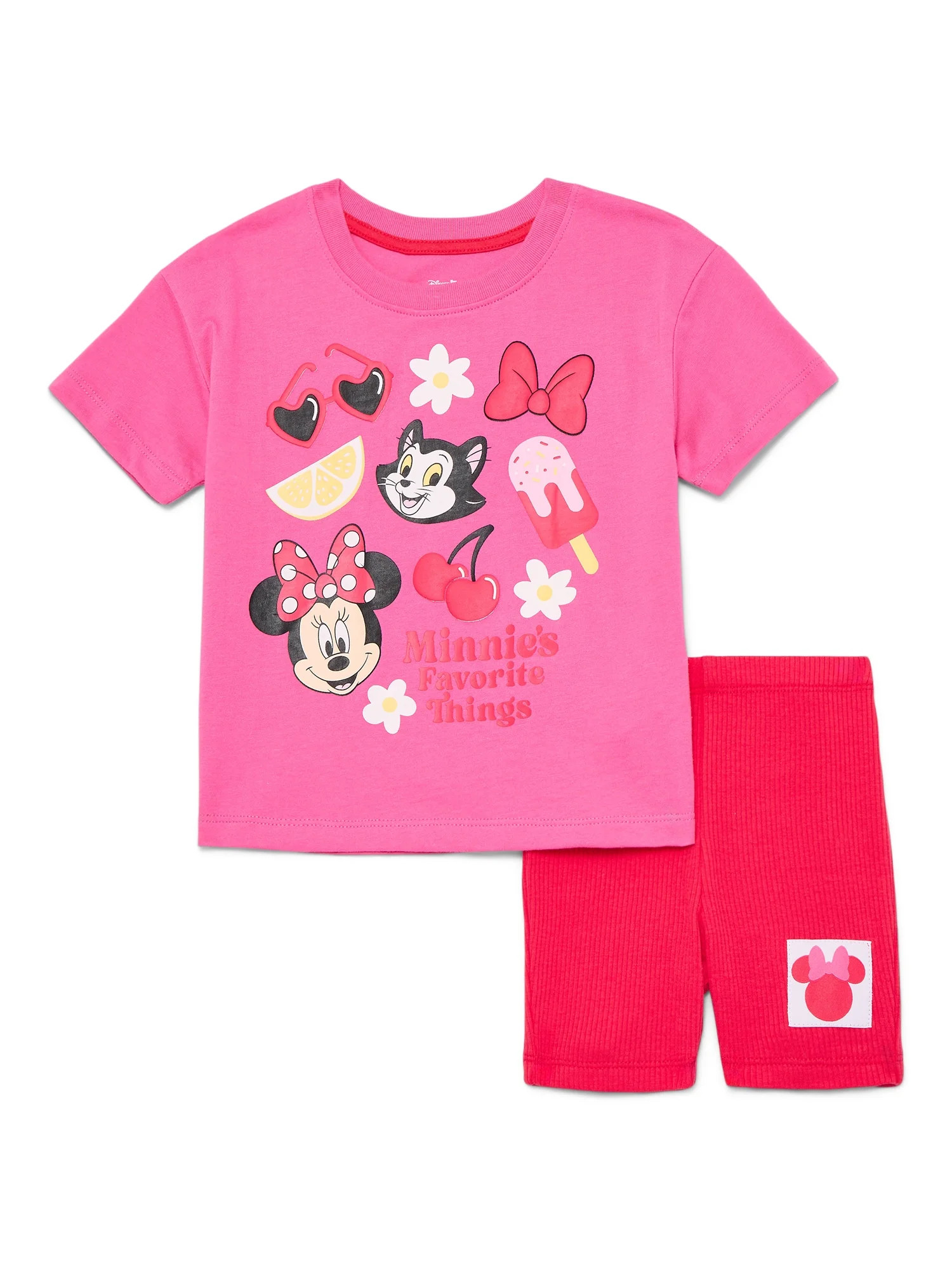 Minnie Mouse Toddler Girls Graphic Tee and Bike Shorts Set, 2-Piece, Sizes 12M-5T | Walmart (US)