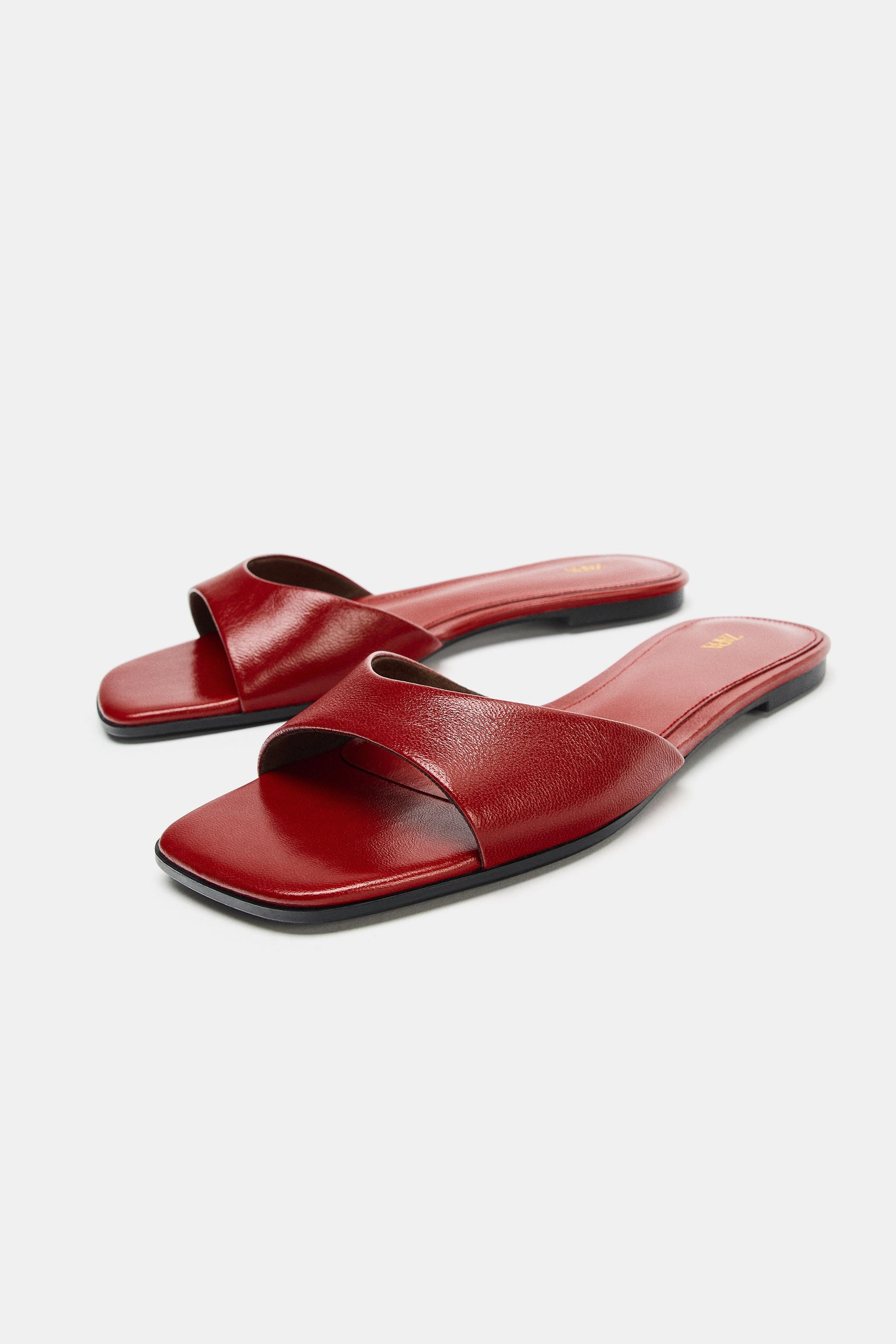 FLAT LEATHER SANDALS | Zara US