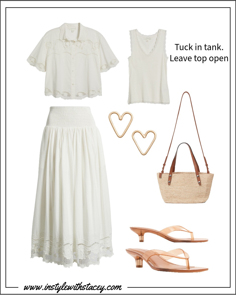 The prettiest neutral embroidered set from Treasure & Bond can be broken up to make lots of outfits. Lucky…it’s also quite affordable! The tan jelly sandals, add some extra texture, and the straw bag from Rag & Bone goes with everything! 

#LTKFindsUnder100 #LTKSummerEdit #LTKStyleTip