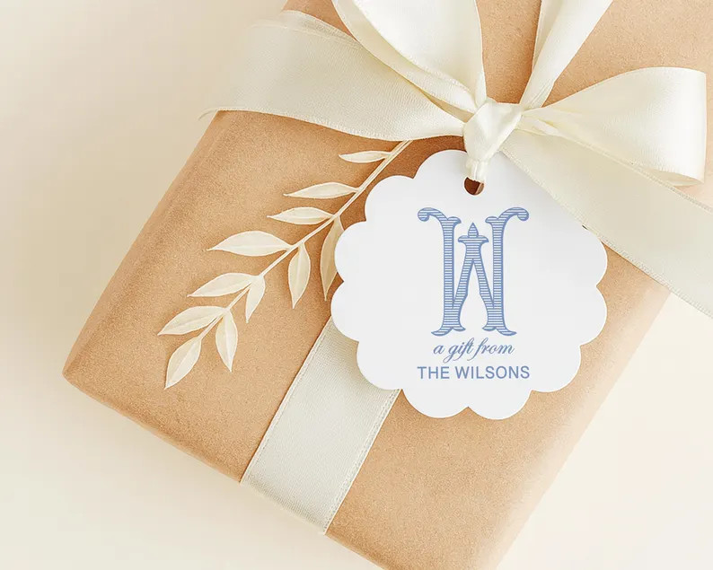 Custom Monogram Scallop Gift Tags for Family, 2.5x2.5 inch Circle Hanging Tag, Printed and Shippe... | Etsy (Global)
